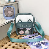 Cute Crossbody Bag Kawaii Ita Bag with Insert and Accessories 4 Pins Small Cat Purse for Phone (Green)