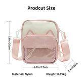 Cute Crossbody Bag Kawaii Ita Bag with Insert and Accessories 4 Pins Small Cat Purse for Phone (Green)