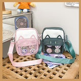 Cute Crossbody Bag Kawaii Ita Bag with Insert and Accessories 4 Pins Small Cat Purse for Phone (Green)