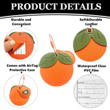 Cute Leather Luggage Tag Holder with Airtag Case Set,Hidden Compartment for AirTag Travel Suitcase Tracking Case with Stainless Steel Loop,Name ID Label(Persimmon)