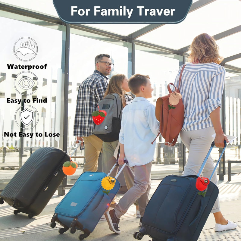 Cute Leather Luggage Tag Holder with Airtag Case Set,Hidden Compartment for AirTag Travel Suitcase Tracking Case with Stainless Steel Loop,Name ID Label(Persimmon)