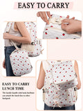 Cute Strawberry Print Backpack with Lunch Box and Pencil Case for Girls Teens Kids for Age 8 - 10 10 - 12 12 - 14 Kawaii Backpack for Elementary Middle High School Bookbag Mochila Para Niñas