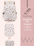 Cute Strawberry Print Backpack with Lunch Box and Pencil Case for Girls Teens Kids for Age 8 - 10 10 - 12 12 - 14 Kawaii Backpack for Elementary Middle High School Bookbag Mochila Para Niñas