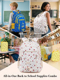 Cute Strawberry Print Backpack with Lunch Box and Pencil Case for Girls Teens Kids for Age 8 - 10 10 - 12 12 - 14 Kawaii Backpack for Elementary Middle High School Bookbag Mochila Para Niñas