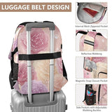 CuwrYet Backpack 14 Inch Laptop Backpack For Women School Student Travel Computer Bag Large Capacity With Water Bottle Pocket Pink Roses Specks Dots Highlights