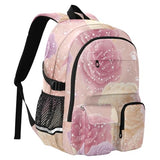 CuwrYet Backpack 14 Inch Laptop Backpack For Women School Student Travel Computer Bag Large Capacity With Water Bottle Pocket Pink Roses Specks Dots Highlights