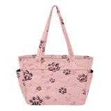 CuwrYet Tote Bag for Women 1pcs Tote Bags For Work Cute Quilted Lightweight Totes Bags with Compartments Shoulder Laptop Bags for Travel Gym College Work Pink Pawprints Darkpink Black Specks