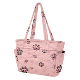 CuwrYet Tote Bag for Women 1pcs Tote Bags For Work Cute Quilted Lightweight Totes Bags with Compartments Shoulder Laptop Bags for Travel Gym College Work Pink Pawprints Darkpink Black Specks