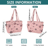 CuwrYet Tote Bag for Women 1pcs Tote Bags For Work Cute Quilted Lightweight Totes Bags with Compartments Shoulder Laptop Bags for Travel Gym College Work Pink Pawprints Darkpink Black Specks