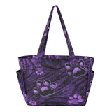 CuwrYet Tote Bag for Women 1pcs Tote Bags For Work Cute Quilted Lightweight Totes Bags with Compartments Shoulder Laptop Bags for Travel Gym College Work Purple Tigerstripe Pawprint Sparkles Specks