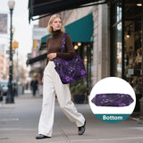 CuwrYet Tote Bag for Women 1pcs Tote Bags For Work Cute Quilted Lightweight Totes Bags with Compartments Shoulder Laptop Bags for Travel Gym College Work Purple Tigerstripe Pawprint Sparkles Specks