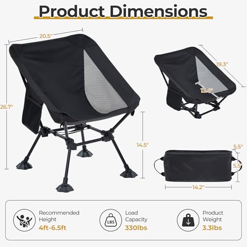 Cuzobro Camping Ultralight Chair,Folding Compact Chair with Anti-Sinking Large Feet and Storage Bag,Backpack Chair for Hiking,Travel,Beach