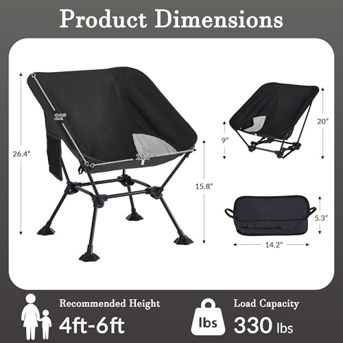 Cuzobro Ultralight Camping Chair,Compact Folding Chair with Anti-Sinking Large Feet and Storage Bag,Lightweight Backpack Chair for Naturehike,Travel,Beach,Hiking