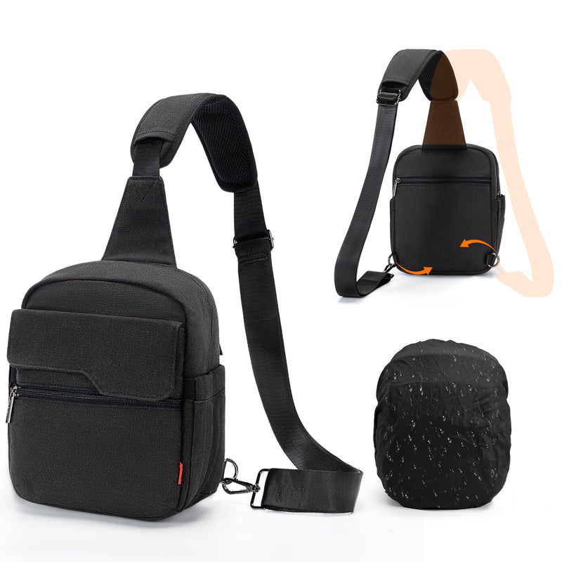Cwatcun Camera Sling Bag Compact Small Camera Case, Waterproof Canvas Crossbody Camera Bag with Rain Cover, Travel Photography Bag for Canon, Nikon, Sony, Fuji DSLR/SLR/Mirrorless Cameras, Lens