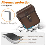 Cwatcun Camera Sling Bag PU Leather for Photographers，Small Camera Bag Water - resistant Shockproof Case with Removable Dividers for DSLR/SLR/Mirrorless,Brown