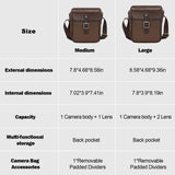 Cwatcun Camera Sling Bag PU Leather for Photographers，Small Camera Bag Water - resistant Shockproof Case with Removable Dividers for DSLR/SLR/Mirrorless,Brown