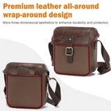 Cwatcun Camera Sling Bag PU Leather for Photographers，Small Camera Bag Water - resistant Shockproof Case with Removable Dividers for DSLR/SLR/Mirrorless,Brown