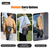 Cwatcun Camera Sling Bag Small, Compact DSLR Waterresistant Shoulder Bag for Photography - Fits Canon/Nikon/Sony, Quick - Access Padded Compartment, Lightweight Black Digital Camera Bag