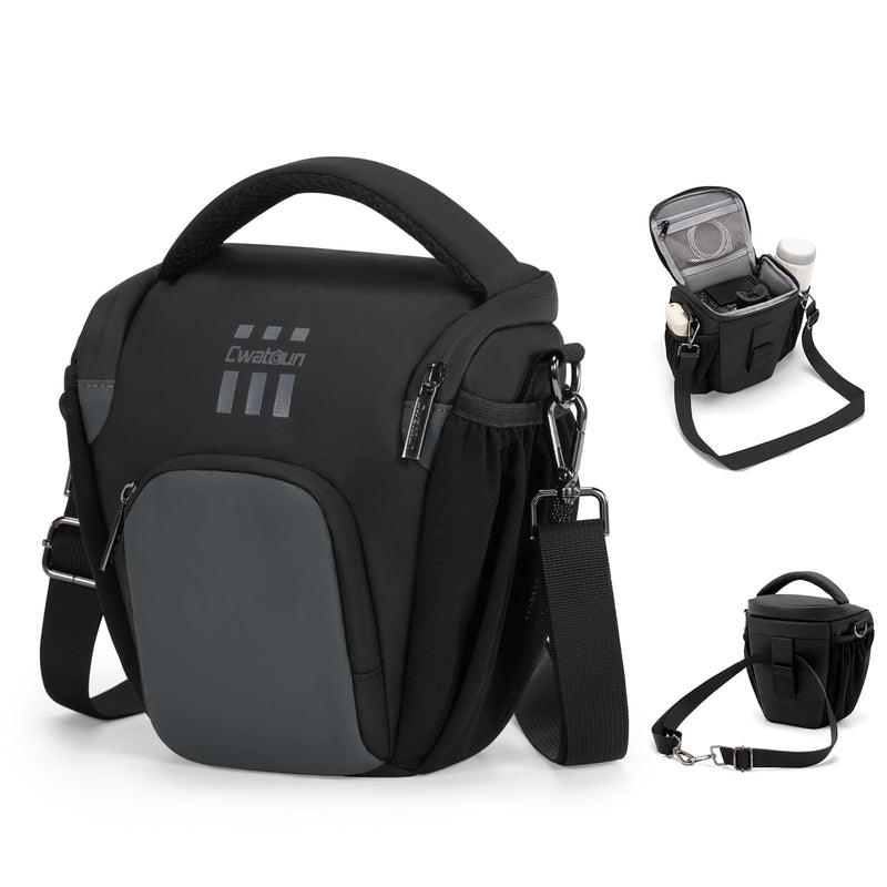 Cwatcun Camera Sling Bag Small, Compact DSLR Waterresistant Shoulder Bag for Photography - Fits Canon/Nikon/Sony, Quick - Access Padded Compartment, Lightweight Black Digital Camera Bag
