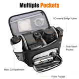 Cwatcun Small Camera Sling Bag Crossbody Camera Shoulder Case, Waterproof Travel Photography Camera Messenger Bag for Canon, Nikon, Sony, Fuji DSLR/SLR/Mirrorless Cameras, Lens and Accessories