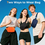 Cwualo Belt Bag Zipper Fanny Pack Crossbody Bags for Women,Fashion Nylon Waist Packs, Water Repellent Two Way wear with Adjustable Strap Gifts for Teenage Girls Women Men(Black)