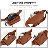 CXWMZY Fanny Packs For Women & Men Waist Pack Hip Bum Bag with Multi - Pockets Large Capacity Waterproof Casual Bum Bag for Disney Traveling Casual Cycling Running Hiking (Brown1)