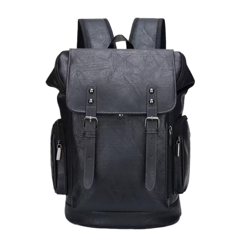 CYLYWJD PU leather casual backpack 15.6 inches travel college work backpack business laptop backpack multi - pocket schoolbag (black3,Backpack)