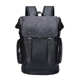 CYLYWJD PU leather casual backpack 15.6 inches travel college work backpack business laptop backpack multi - pocket schoolbag (black3,Backpack)