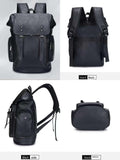 CYLYWJD PU leather casual backpack 15.6 inches travel college work backpack business laptop backpack multi - pocket schoolbag (black3,Backpack)