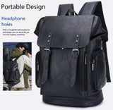 CYLYWJD PU leather casual backpack 15.6 inches travel college work backpack business laptop backpack multi - pocket schoolbag (black3,Backpack)