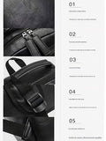 CYLYWJD Unisex PU leather laptop bag work business bag hiking backpack leisure day bag university schoolbag (Large,Black 1)