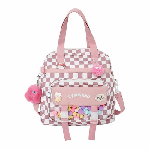 Cyxunand Kawaii Japanese Messenger Bag Cute School Bags Multifunction Laptop Backpack,Shoulder Bag Backpacks Travel Plaid Totes