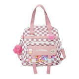 Cyxunand Kawaii Japanese Messenger Bag Cute School Bags Multifunction Laptop Backpack,Shoulder Bag Backpacks Travel Plaid Totes