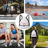 Daclubmenxy Drawstring Backpack with Shoe Compartment - Large Waterproof Gym Bag for Women, Sports Swim Basketball Workout Gear Storage, White