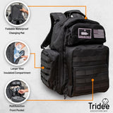 Dad Diaper Bag - Molle - Style Military Diaper Backpack Made of Rugged 900D Waterproof Polyester with Wider Extra - Long Straps, Pouch for Dirty Diapers, Baby Wipes Dispenser & Insulated Bottle Pockets