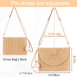 Dailyacc Straw Shoulder Bag For Women Woven Purse Beach Envelope Clutch Straws Wallet (Brown)