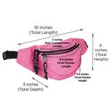 DALIX Small Fanny Pack Waist Pouch S XS Size 24 to 31 in Hot Pink