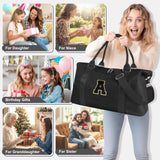 Dance Gym Duffel Bag for Teen Girls, Personalized Initial Travel Weekender Bag,Cute Overnight Carry On Duffle for Women,Sports Travel Cheer Bag,Monogram Christmas Gifts for Tween Preppy(black - A)