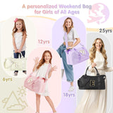 Dance Gym Duffel Bag for Teen Girls, Personalized Initial Travel Weekender Bag,Cute Overnight Carry On Duffle for Women,Sports Travel Cheer Bag,Monogram Christmas Gifts for Tween Preppy(black - A)