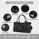 Dance Gym Duffel Bag for Teen Girls, Personalized Initial Travel Weekender Bag,Cute Overnight Carry On Duffle for Women,Sports Travel Cheer Bag,Monogram Christmas Gifts for Tween Preppy(black - A)