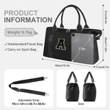 Dance Gym Duffel Bag for Teen Girls, Personalized Initial Travel Weekender Bag,Cute Overnight Carry On Duffle for Women,Sports Travel Cheer Bag,Monogram Christmas Gifts for Tween Preppy(black - A)