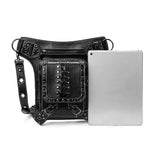 Daniel Jie Gothic Leather Waist Bag Fanny Pack Thigh Leg Hip Holster Purse Travel Pouch Hiking Sport Chain Bags for Women Men