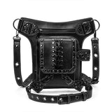 Daniel Jie Gothic Leather Waist Bag Fanny Pack Thigh Leg Hip Holster Purse Travel Pouch Hiking Sport Chain Bags for Women Men