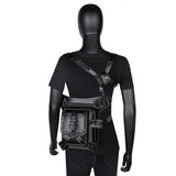 Daniel Jie Gothic Leather Waist Bag Fanny Pack Thigh Leg Hip Holster Purse Travel Pouch Hiking Sport Chain Bags for Women Men