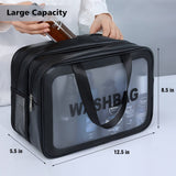 DAPOWER Travel Toiletry Bag for Women and Men, Matte Translucent Toiletry Bag with Handy Handle, Makeup Cosmetic Organizer Bag for Travel Toiletries Accessories (Black - XL)