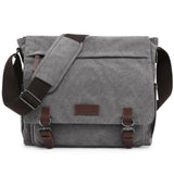 Dasein Large Vintage Canvas Messenger Shoulder Bag, Grey, 15in Laptop
