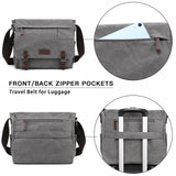 Dasein Large Vintage Canvas Messenger Shoulder Bag, Grey, 15in Laptop