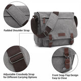 Dasein Large Vintage Canvas Messenger Shoulder Bag, Grey, 15in Laptop