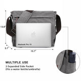 Dasein Large Vintage Canvas Messenger Shoulder Bag, Grey, 15in Laptop