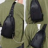 DAYELIVE Waterproof Sling Bag for Men Crossbody Bag Shoulder travel Backpack Sling with USB Charging Port Anti Theft Cross Body Bag Chest Daypack for Hiking Sports Running Women - Black
